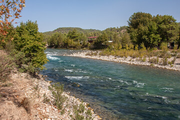 Fototapeta na wymiar Mountain river on the background of beautiful nature