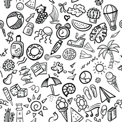 abstract, background, beach, boat, camera, cartoon, cartoonish, childish, cocktail, cool, doodle, drawn, elements, exotic, floral, friendly, hand, illustration, journey, leaf, lemonade, marine, media,