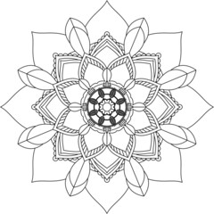 Easy Mandala coloring book simple and basic for beginners, seniors and children. Set of Mehndi flower pattern for Henna drawing and tattoo. Decoration in ethnic oriental, Indian style.