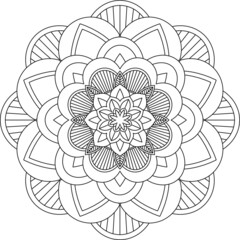 Easy Mandala coloring book simple and basic for beginners, seniors and children. Set of Mehndi flower pattern for Henna drawing and tattoo. Decoration in ethnic oriental, Indian style.