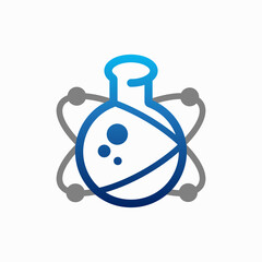 bottle lab with science vector logo template