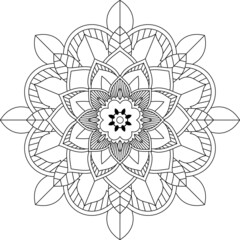 Easy Mandala coloring book simple and basic for beginners, seniors and children. Set of Mehndi flower pattern for Henna drawing and tattoo. Decoration in ethnic oriental, Indian style.