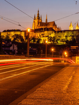 Light trials on the Manes brudge near Prague castle