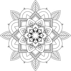 Easy Mandala coloring book simple and basic for beginners, seniors and children. Set of Mehndi flower pattern for Henna drawing and tattoo. Decoration in ethnic oriental, Indian style.