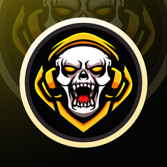 Skull head esport logo mascot design