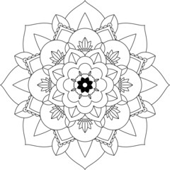 Easy Mandala coloring book simple and basic for beginners, seniors and children. Set of Mehndi flower pattern for Henna drawing and tattoo. Decoration in ethnic oriental, Indian style.