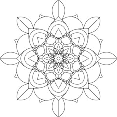 Easy Mandala coloring book simple and basic for beginners, seniors and children. Set of Mehndi flower pattern for Henna drawing and tattoo. Decoration in ethnic oriental, Indian style.