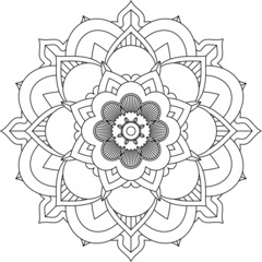 Easy Mandala coloring book simple and basic for beginners, seniors and children. Set of Mehndi flower pattern for Henna drawing and tattoo. Decoration in ethnic oriental, Indian style.