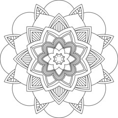 Easy Mandala coloring book simple and basic for beginners, seniors and children. Set of Mehndi flower pattern for Henna drawing and tattoo. Decoration in ethnic oriental, Indian style.