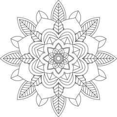 Easy Mandala coloring book simple and basic for beginners, seniors and children. Set of Mehndi flower pattern for Henna drawing and tattoo. Decoration in ethnic oriental, Indian style.