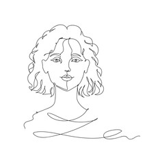 Cool girl - one line drawing.  Vector illustration continuous line drawing