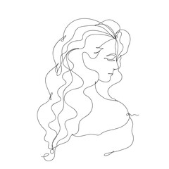 Cute girl- one line drawing. Vector illustration continuous line drawing