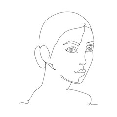 Fashion girl - one line drawing. Vector illustration continuous line drawing
