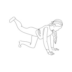 Fitness at home. Woman - one line drawing. Vector illustration continuous line drawing