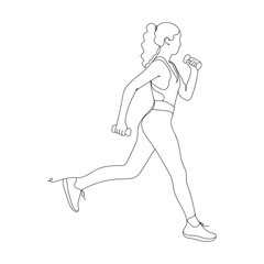Fototapeta na wymiar Strong hardy woman. Sport- one line drawing. Vector illustration continuous line drawing