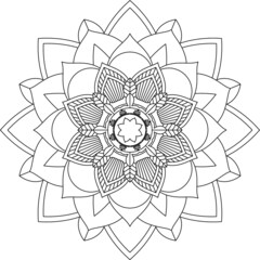 Easy Mandala coloring book simple and basic for beginners, seniors and children. Set of Mehndi flower pattern for Henna drawing and tattoo. Decoration in ethnic oriental, Indian style.