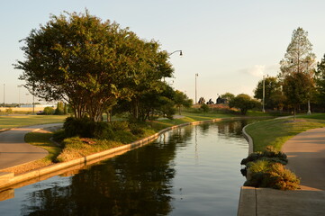 The riverside and architecture in Oklahoma City in the Midlands, United States