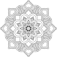 Easy Mandala coloring book simple and basic for beginners, seniors and children. Set of Mehndi flower pattern for Henna drawing and tattoo. Decoration in ethnic oriental, Indian style.