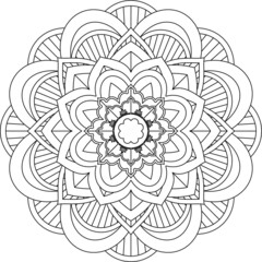 Easy Mandala coloring book simple and basic for beginners, seniors and children. Set of Mehndi flower pattern for Henna drawing and tattoo. Decoration in ethnic oriental, Indian style.