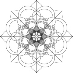 Easy Mandala coloring book simple and basic for beginners, seniors and children. Set of Mehndi flower pattern for Henna drawing and tattoo. Decoration in ethnic oriental, Indian style.