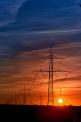 electricity transportation with hgh voltage wire on pylon