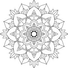 Easy Mandala coloring book simple and basic for beginners, seniors and children. Set of Mehndi flower pattern for Henna drawing and tattoo. Decoration in ethnic oriental, Indian style.