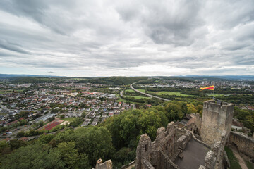 cityscape from the city of lörrach in southern germany, view from the ruin rötteln.