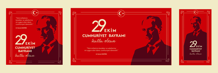 29 ekim Cumhuriyet Bayrami kutlu olsun, Republic Day Turkey. Translation: 29 october Turkey Republic Day, happy holiday. Vector illustration	
