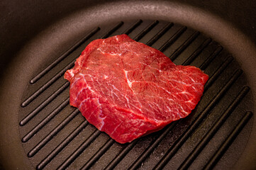 Raw, fresh, juicy marbled meat grilled beef ready to cook