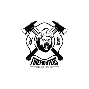 fighterfire illustration logo vector - black white