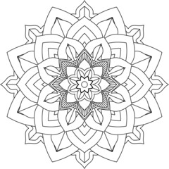 Easy Mandala coloring book simple and basic for beginners, seniors and children. Set of Mehndi flower pattern for Henna drawing and tattoo. Decoration in ethnic oriental, Indian style.