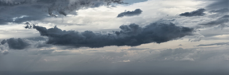 Naklejka na ściany i meble panorama of beautiful cloudy rainy sky with clouds