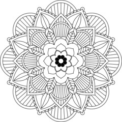 Easy Mandala coloring book simple and basic for beginners, seniors and children. Set of Mehndi flower pattern for Henna drawing and tattoo. Decoration in ethnic oriental, Indian style.
