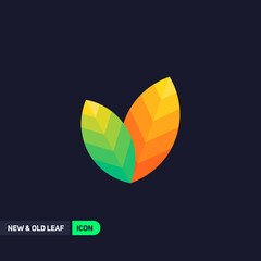 Newborn And Old Leaf Icon. Vector Illustrations