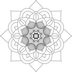 Easy Mandala coloring book simple and basic for beginners, seniors and children. Set of Mehndi flower pattern for Henna drawing and tattoo. Decoration in ethnic oriental, Indian style.
