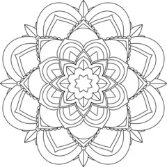 Easy Mandala coloring book simple and basic for beginners, seniors and children. Set of Mehndi flower pattern for Henna drawing and tattoo. Decoration in ethnic oriental, Indian style.