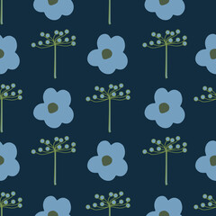 Fototapeta premium Colorful vector flowers seamless repeat pattern print background design