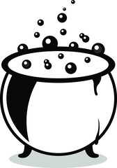 Witch cauldron with bubbling liquid isolated on transparent background