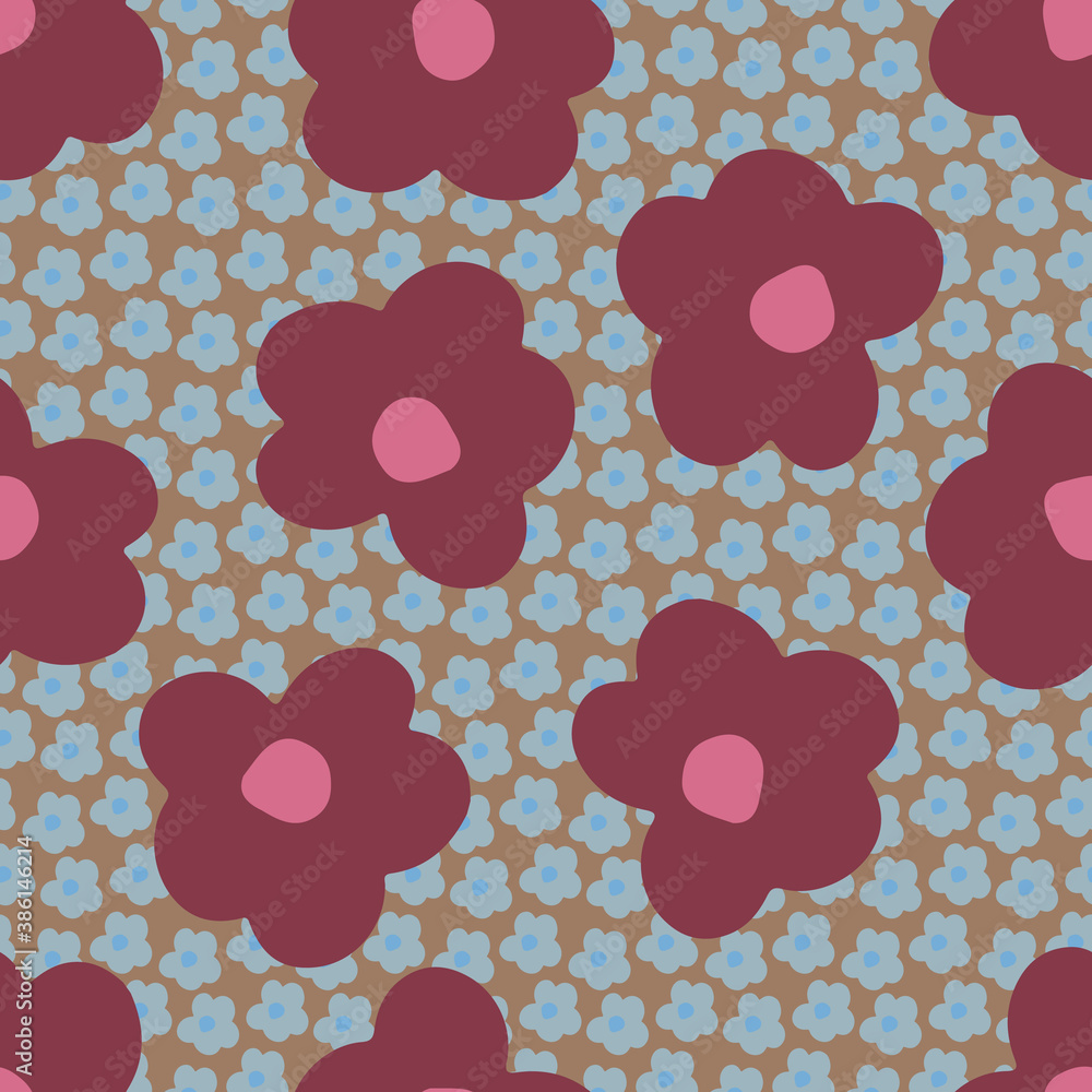 Poster colorful vector flowers seamless repeat pattern print background design
