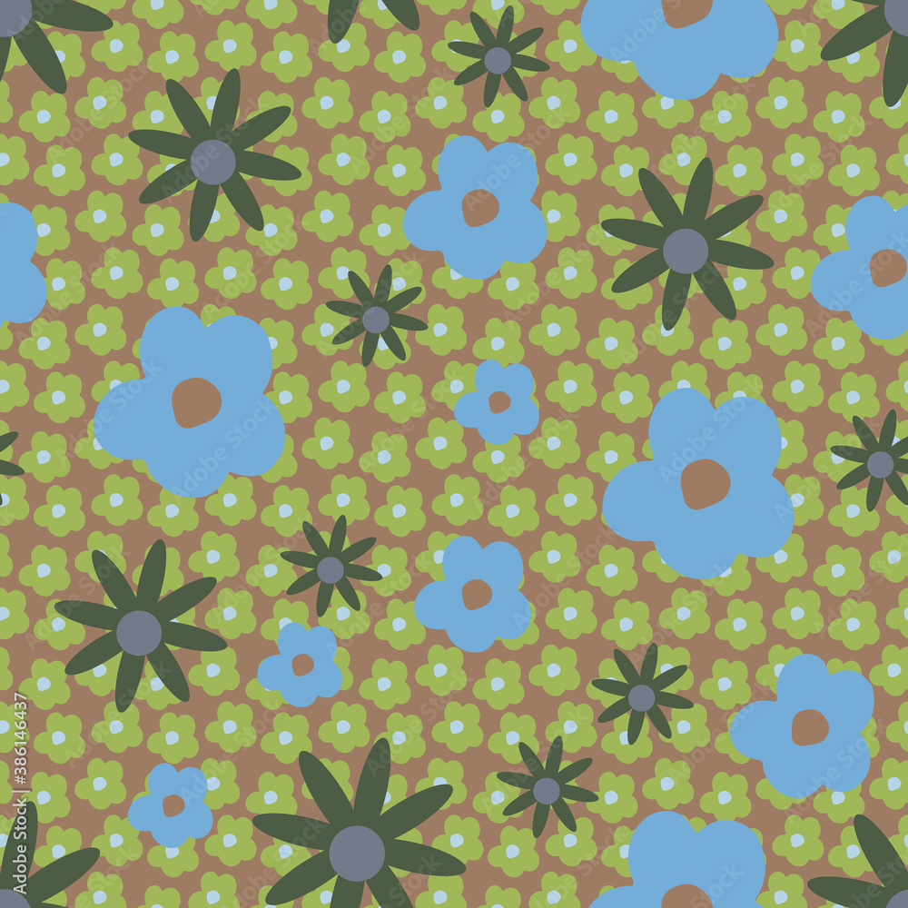 Poster colorful vector flowers seamless repeat pattern print background design
