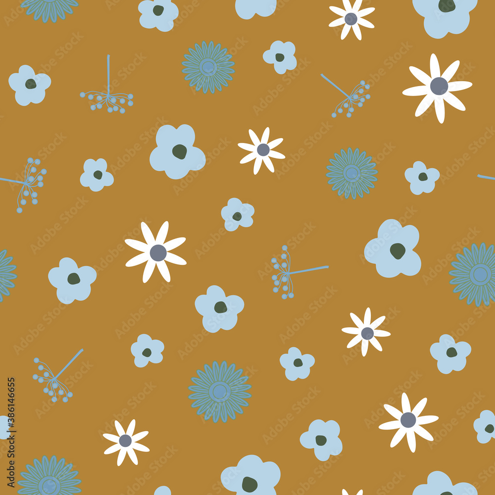 Poster colorful vector flowers seamless repeat pattern print background design