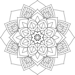 Easy Mandala coloring book simple and basic for beginners, seniors and children. Set of Mehndi flower pattern for Henna drawing and tattoo. Decoration in ethnic oriental, Indian style.