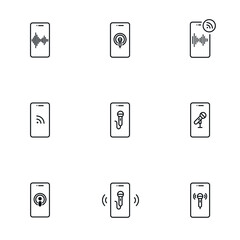 Podcast on Mobile Phone Icon Set - Vector