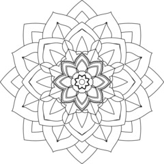 Easy Mandala coloring book simple and basic for beginners, seniors and children. Set of Mehndi flower pattern for Henna drawing and tattoo. Decoration in ethnic oriental, Indian style.