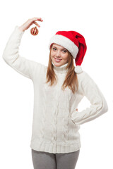 Photo of pretty cheerful funny excited woman celebrate winter holidays hold christmas balls