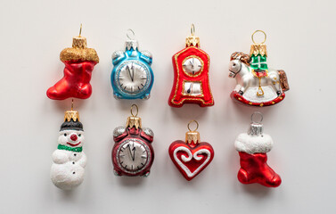 Fairy-tale decorations for a Christmas tree on a white background