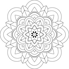 Easy Mandala coloring book simple and basic for beginners, seniors and children. Set of Mehndi flower pattern for Henna drawing and tattoo. Decoration in ethnic oriental, Indian style.