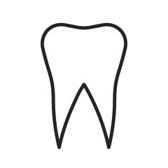 Tooth shape icon. Dental vector symbol. Dentist logo sign. Silhouette isolated on white background.