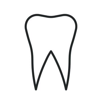 Tooth shape icon. Dental vector symbol. Dentist logo sign. Silhouette isolated on white background.