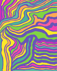 Psychedelic colorful  waves pattern. Fantastic art with decorative texture.